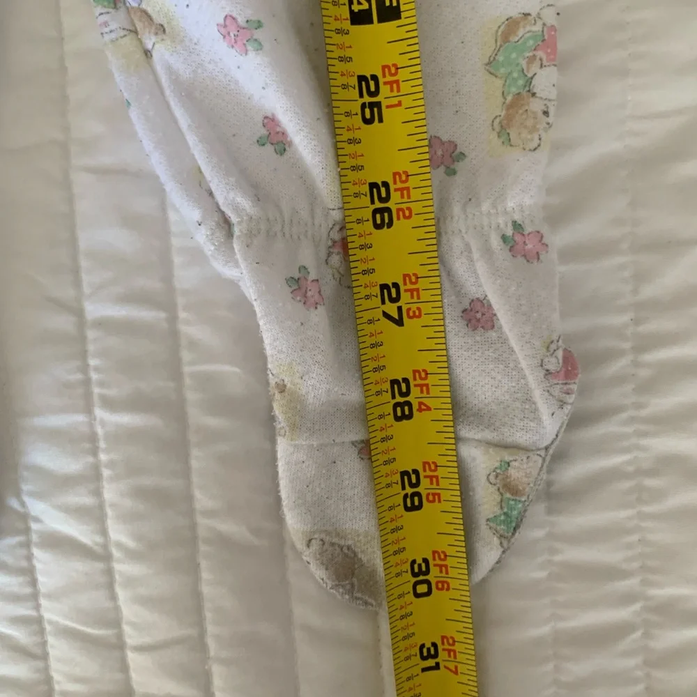 Vintage Carter's Pajama Set Girls 18-24M White Top Pants Snap Waist Bunny Flower
